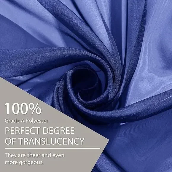 Loyolady Royal Blue Sheer Curtain Drape 100" x 102"L New - Picture 4 of 6